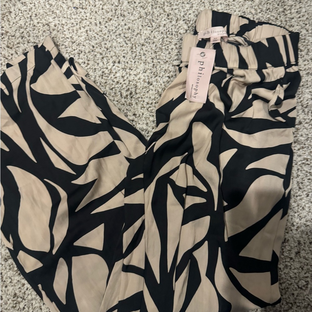 Philosophy Zebra Print Trousers in Black and Tan